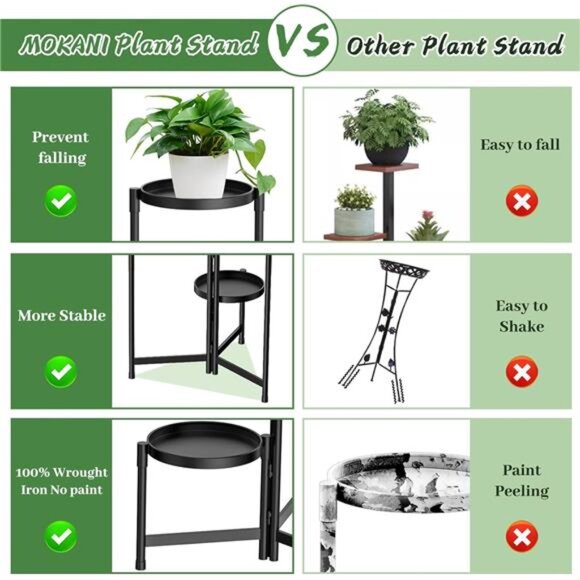 Metal Plant Stand Indoor Outdoor for Multiple Plants, 3 Tiered Folding - Picture 6 of 7